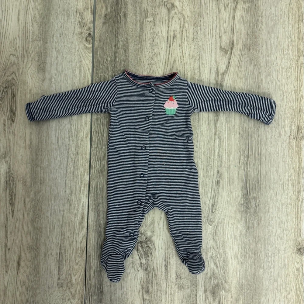 Striped Kids One Piece with Cupcake Design